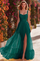 Load image into Gallery viewer, Yellow Pleated Long A-Line Prom Dress with Slit