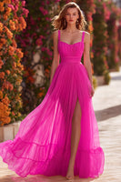 Load image into Gallery viewer, Yellow Pleated Long A-Line Prom Dress with Slit