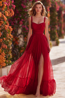 Load image into Gallery viewer, Yellow Pleated Long A-Line Prom Dress with Slit