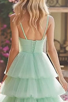 Load image into Gallery viewer, Mint Green Princess Tiered Pleated Long Ruffled Prom Dress