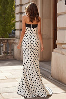 Load image into Gallery viewer, Black and White Mermaid Long Polka Dots Prom Dress