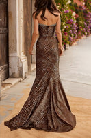 Load image into Gallery viewer, Sparkly Brown Leopard Print Long Mermaid Prom Dress with Slit