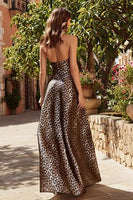 Load image into Gallery viewer, Brown Leopard Print A-Line Sweetheart Long Prom Dress
