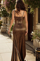 Load image into Gallery viewer, Sparkly Brown Leopard Print Beaded Long Mermaid Prom Dress