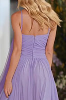 Load image into Gallery viewer, Lilac Chiffon Neck Scarf Sweetheart A Line Long Prom Dress