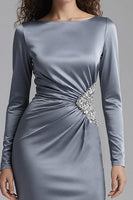 Load image into Gallery viewer, Sparkly Dusty Blue Mermaid Long Evening Dress with Sleeves