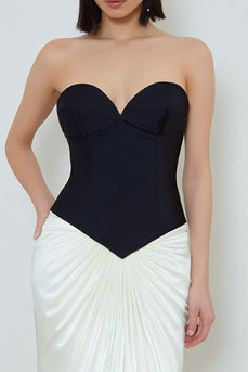 Black and White Sweetheart Corset Long Formal Dress