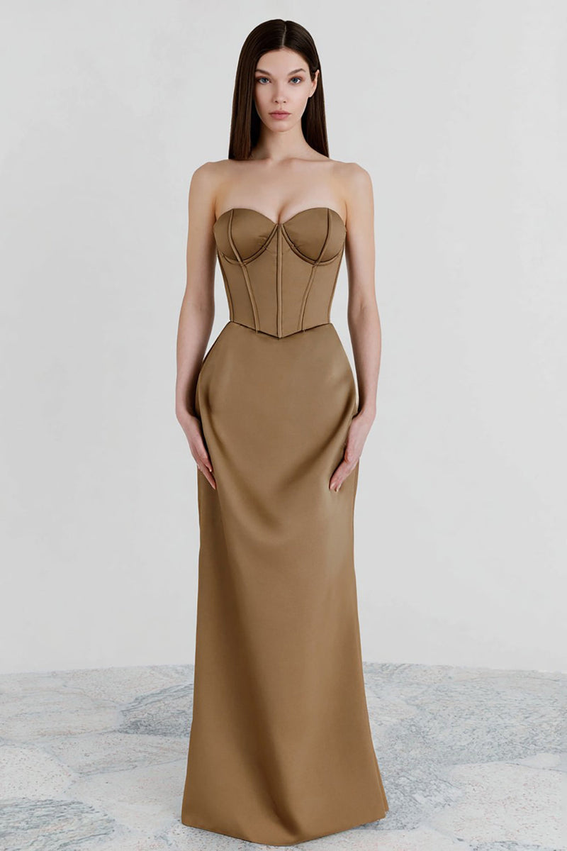 Load image into Gallery viewer, Brown Sweetheart Corset Long Mermaid Formal Dress