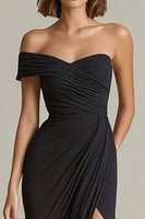 Load image into Gallery viewer, Black Asymmetrical Long Sheath Formal Dress with Slit