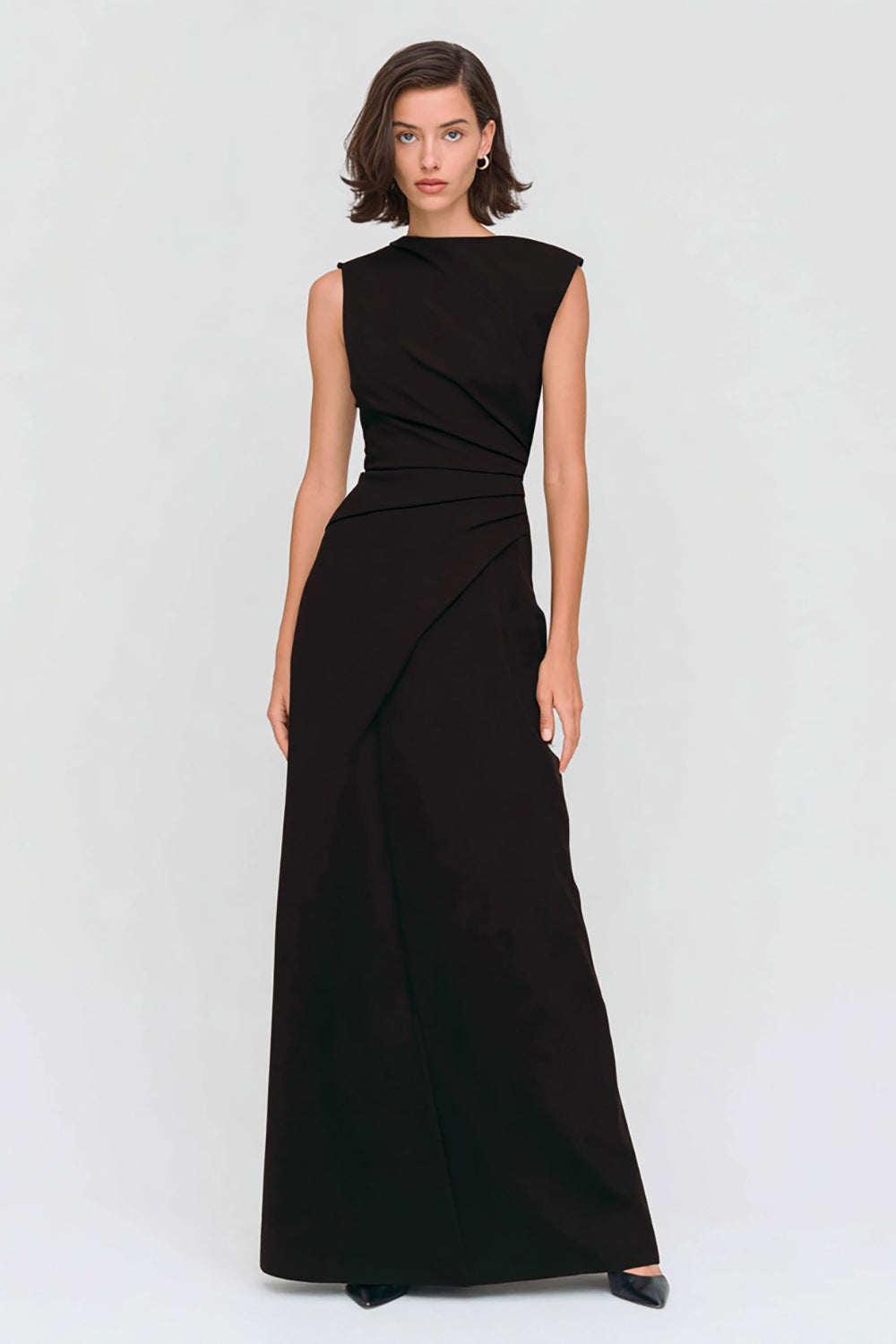 Black Bateau Neck Long Sheath Formal Dress