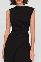 Load image into Gallery viewer, Black Bateau Neck Long Sheath Formal Dress