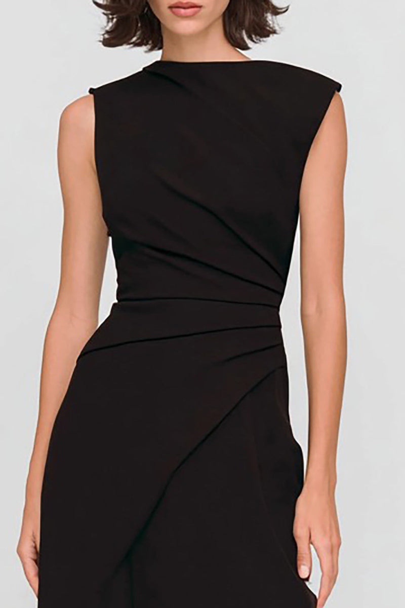 Load image into Gallery viewer, Black Bateau Neck Long Sheath Formal Dress