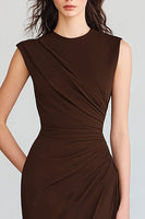 Load image into Gallery viewer, Coffee Crew Neck Mermaid Long Formal Dress