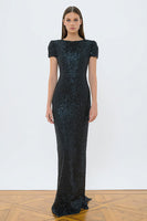 Load image into Gallery viewer, Sparkly Black Sequin Long Mermaid Formal Dress