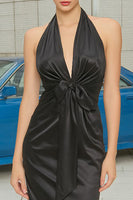 Load image into Gallery viewer, Black Sheath Halter Neck Long Formal Dress