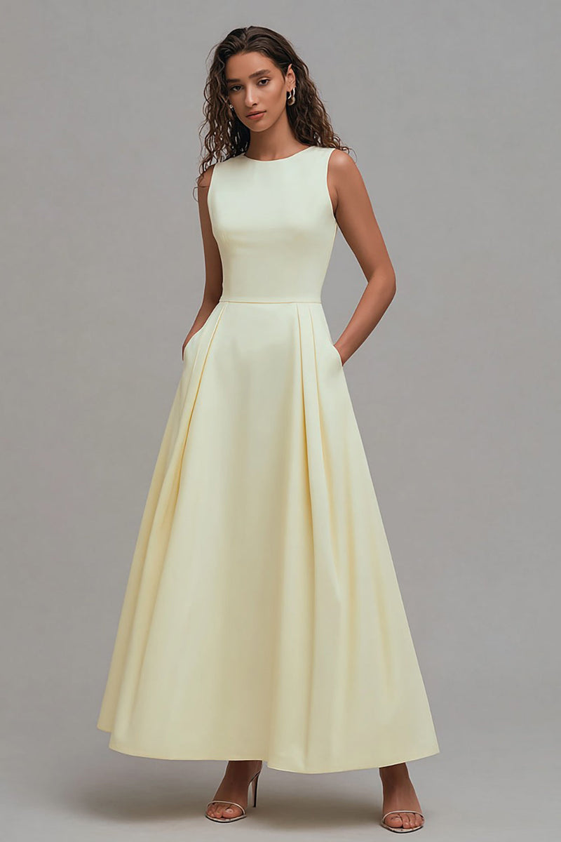 Load image into Gallery viewer, Daffodil Crew Neck A-Line Long Formal Dress