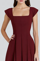 Load image into Gallery viewer, Burgundy Square Neck A-Line Long Formal Dress