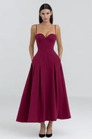 Load image into Gallery viewer, Burgundy Spaghetti Straps A-Line Long Formal Dress