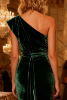 Load image into Gallery viewer, Dark Green Velvet Long Mermaid Holiday Party Dress with Cape