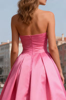 Load image into Gallery viewer, Bright Pink Strapless Pearls Long Prom Dress with Slit