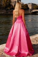 Load image into Gallery viewer, Sparkly Bright Pink Strapless Long Prom Dress with Bow