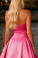 Load image into Gallery viewer, Sparkly Bright Pink Strapless Long Prom Dress with Bow