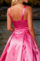 Load image into Gallery viewer, Sparkly Bright Pink Thick Straps A Line Long Prom Dress