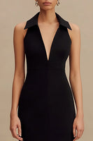 Load image into Gallery viewer, Black Halter Midi Bodycon Cocktail Dress with Slit