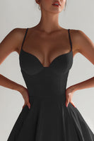 Load image into Gallery viewer, Black Spaghetti Straps A Line Short Cocktail Dress
