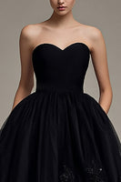 Load image into Gallery viewer, Sparkly Princess Black Tulle Appliqued Long Formal Dress