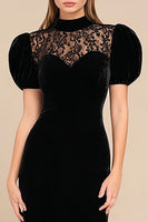 Load image into Gallery viewer, Black Velvet Long Mermaid Holiday Party Dress