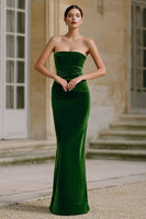 Load image into Gallery viewer, Dark Green Mermaid Velvet Long Holiday Party Dress
