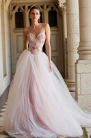 Load image into Gallery viewer, Sparkly Pink Floral Sweetheart Beaded Long Prom Dress
