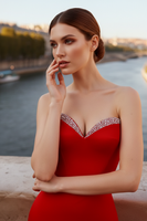 Load image into Gallery viewer, Sparkly Red Beaded Sweetheart Mermaid Long Prom Dress
