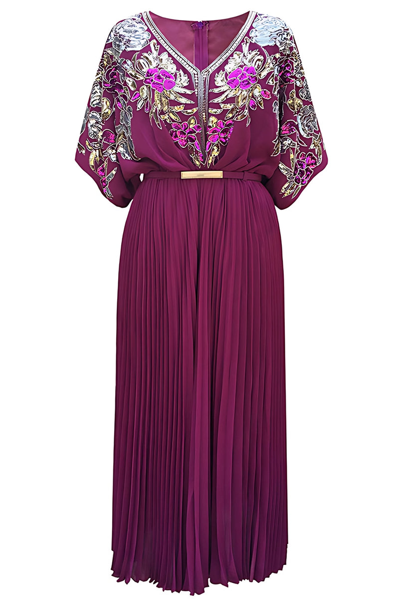 Load image into Gallery viewer, Sparkly Black Pleated V Neck 1920s Flapper Dress with Belt