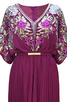 Load image into Gallery viewer, Sparkly Black Pleated V Neck 1920s Flapper Dress with Belt