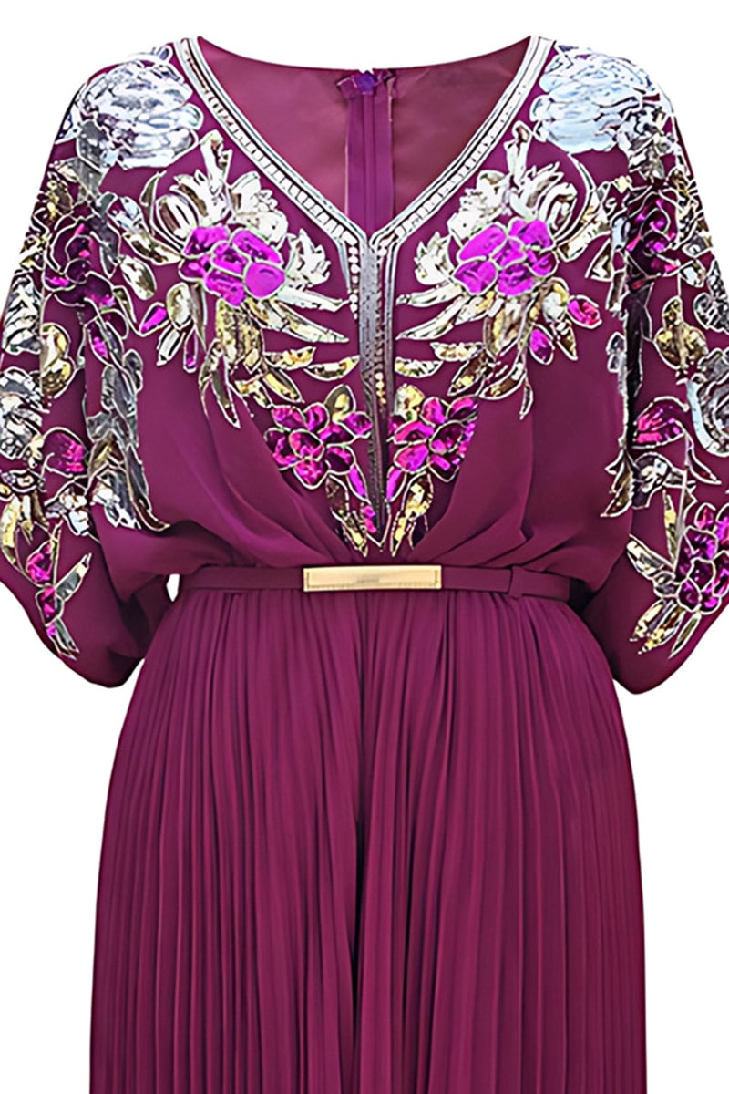 Load image into Gallery viewer, Sparkly Black Pleated V Neck 1920s Flapper Dress with Belt