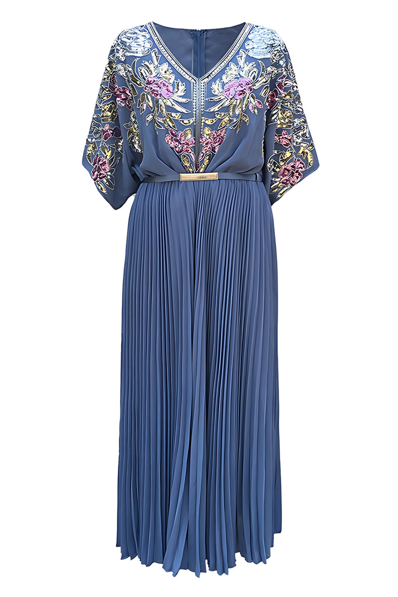 Load image into Gallery viewer, Sparkly Black Pleated V Neck 1920s Flapper Dress with Belt