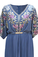 Load image into Gallery viewer, Sparkly Black Pleated V Neck 1920s Flapper Dress with Belt