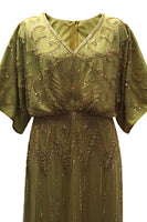 Load image into Gallery viewer, Sparkly Black Golden Sequin V Neck Flapper Dress with Sleeves