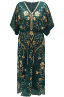 Load image into Gallery viewer, Sparkly Black Beaded V Neck Flapper Dress with Sleeves