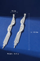 Load image into Gallery viewer, Sparkly Fringed Silver Long Prom Drop Earrings with Rhinestones