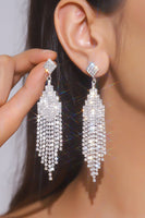 Load image into Gallery viewer, Sparkly Crystal Fringed Silver Party Drop Earrings