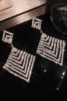 Load image into Gallery viewer, Silver Sparkly Party Drop Earrings with Rhinestones