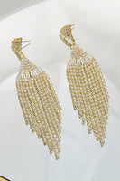 Load image into Gallery viewer, Sparkly Fringed Party Golden Drop Earrings with Rhinestones