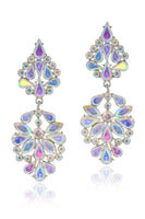 Load image into Gallery viewer, Sparkly Flower Shaped Pink Prom Drop Earrings with Rhinestones