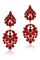 Load image into Gallery viewer, Sparkly Flower Shaped Pink Prom Drop Earrings with Rhinestones