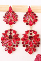 Load image into Gallery viewer, Sparkly Flower Shaped Pink Prom Drop Earrings with Rhinestones