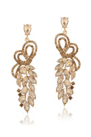 Load image into Gallery viewer, Sparkly Leaf Shaped Golden Party Drop Earrings with Rhinestones