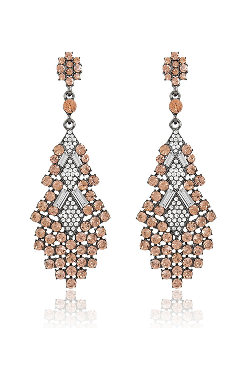 Load image into Gallery viewer, Sparkly Teardrop Party Golden Drop Earrings with Rhinestones